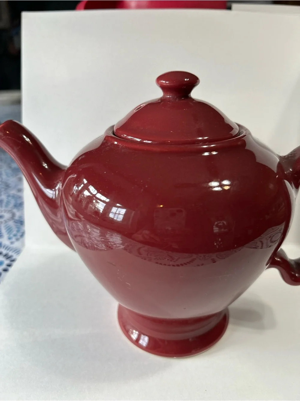 Vintage 1940s McCormick & Co  Burgundy Ceramic Teapot